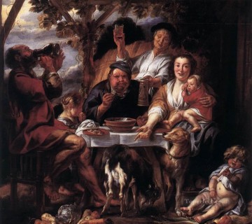 バロック Painting - 食べる人 フランダース バロック ヤコブ ヨルダーンス